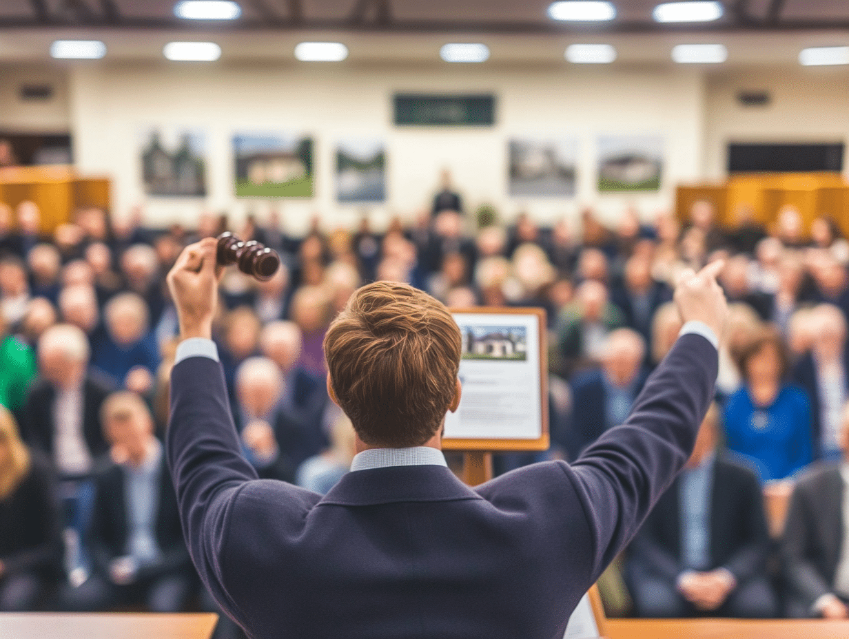 UK property auctioneer selling a house at a live auction