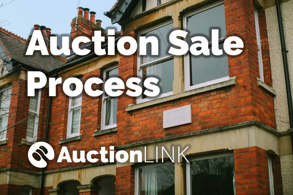 Auction Sale Process - an Auction Link banner over a UK red-brick period home