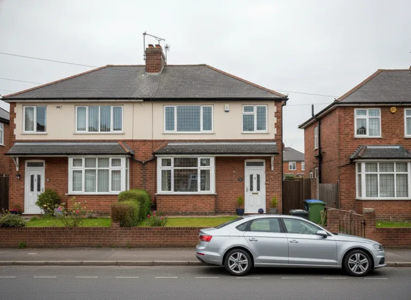 A well-kept 1930s semi-detached house in good condition on a quiet residential street
