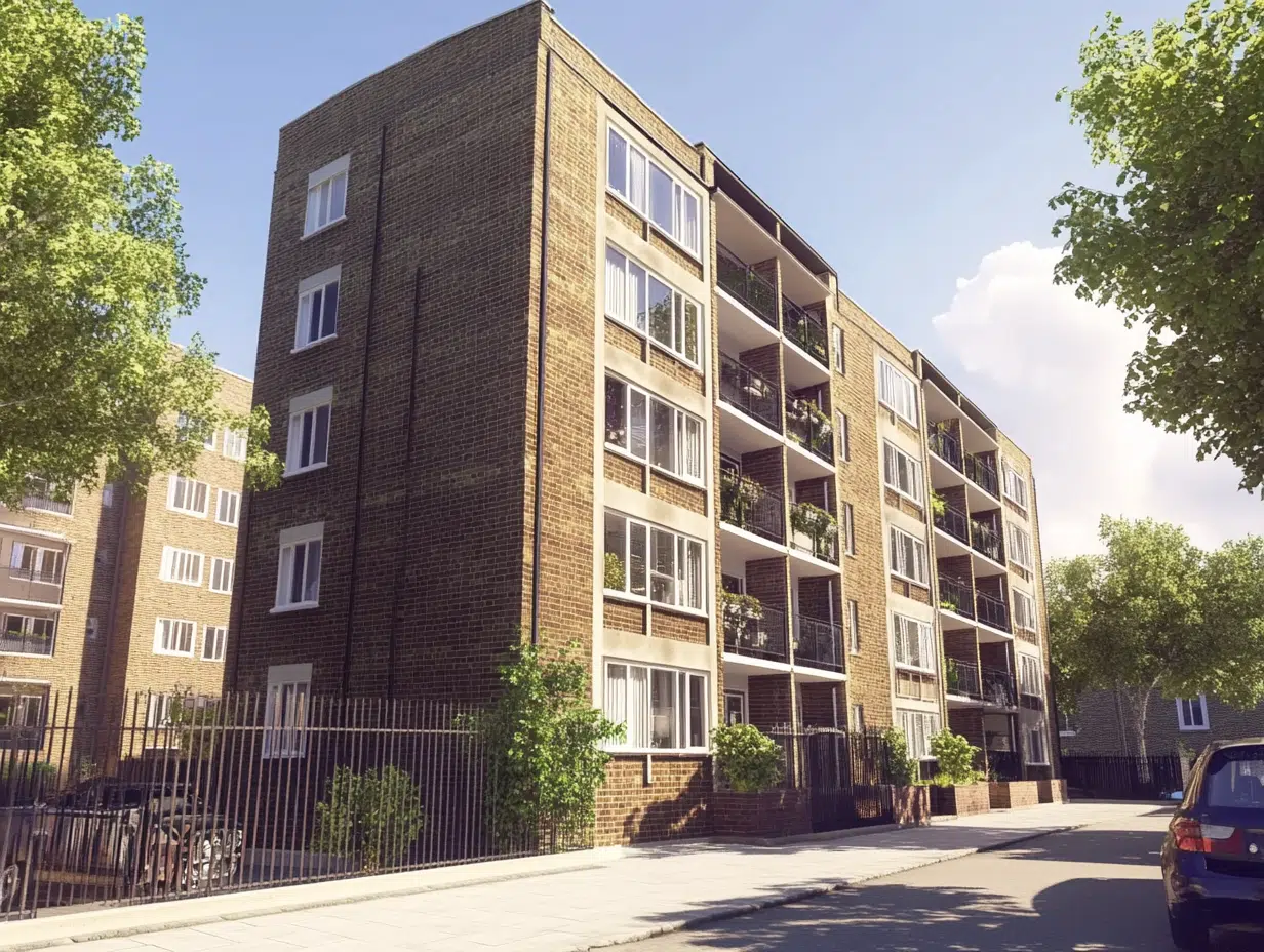 Block of 5 storey leasehold flats in England