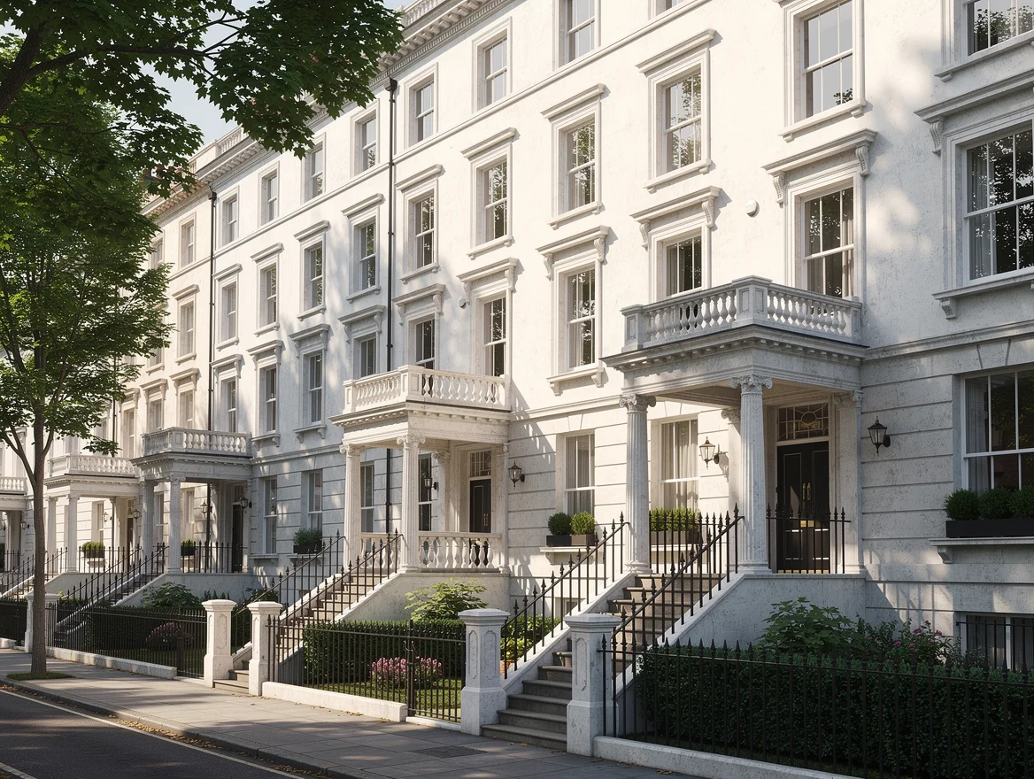 White Victorian stucco-fronted terraced townhouses with iron railings and porticoed entrances, typical of Camden NW1 properties sold at auction