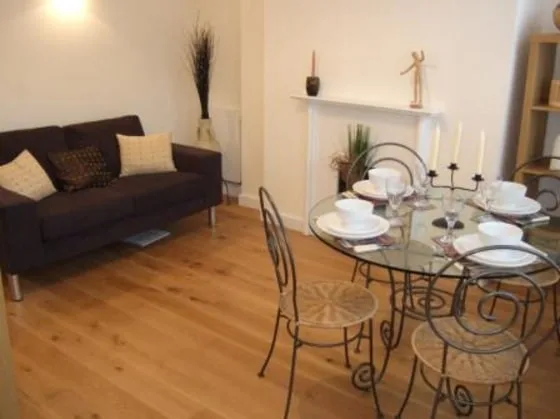 Living room of the modernised 2 bedroom maisonette on Chapel Market, Islington