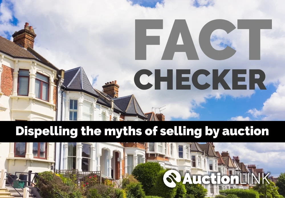 Disadvantages of selling a house by auction - an Auction Link banner over a UK home