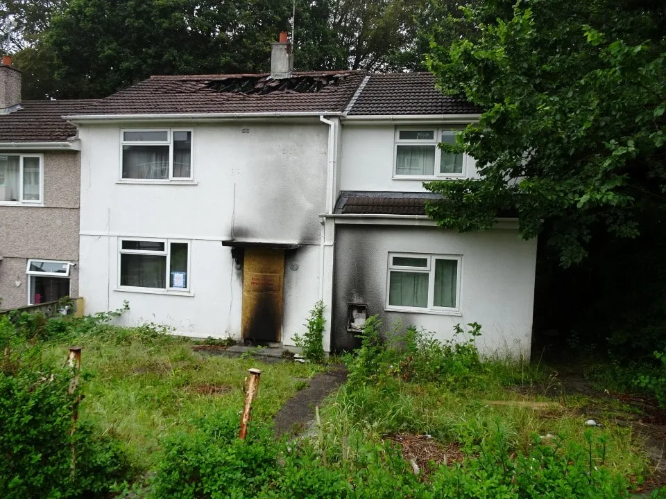 Fire damaged end-terraced house at 25 Frontfield Crescent, Plymouth, sold at auction