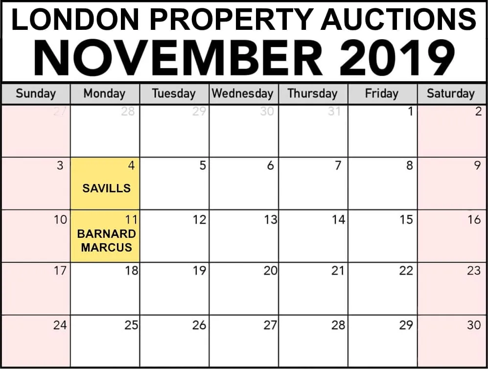 London property auctions in November 2019