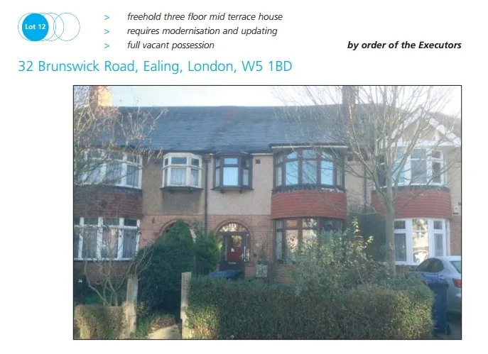 32 Brunswick Road, Ealing, London - a probate property for sale at auction