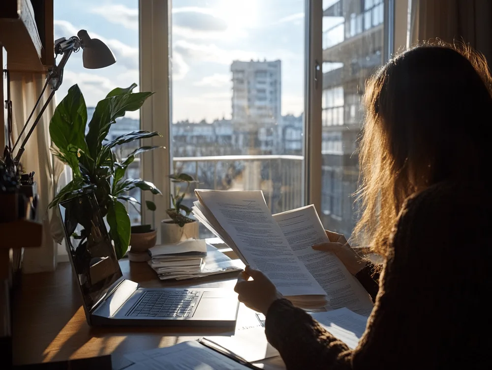 A person searching through a drawer of files and paperwork looking for a missing lease document