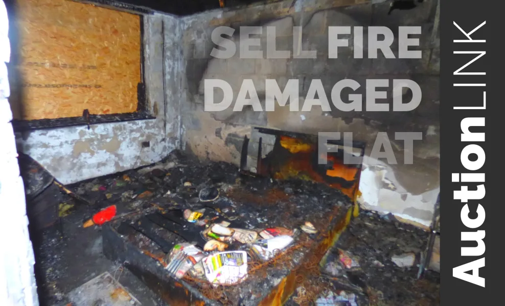 A block of leasehold flats in the UK with fire damage to one of the upper flats
