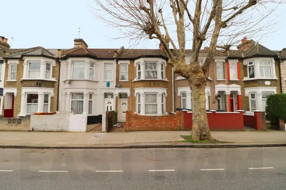 Victorian terraced houses on a residential street in East Ham, London