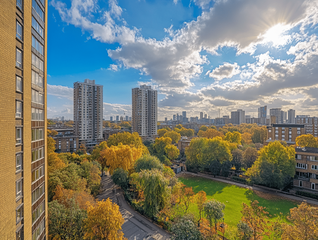 View of flats in London England - selling a short lease flat by auction in 2025